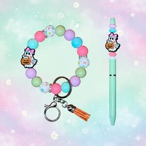 Pumpkin Floral Ghost Beaded Set